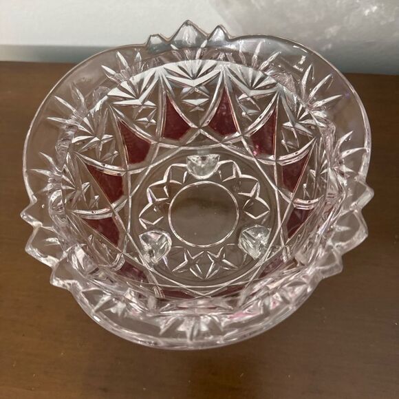 Vintage Cranberry Flashed Pressed Glass Candy Dish | Lidded Compote | Footed - Picture 2 of 3
